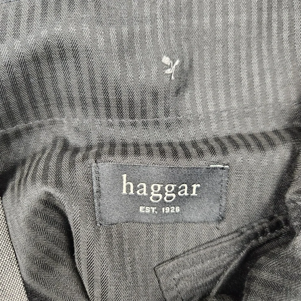 Haggar Mens Straight Fit Dress Pants Tan Plaid Checked Trousers